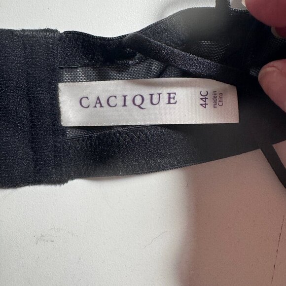 Cacique Bra Support Black Lace & Pink Underwire Lane Bryant Plus 44C #3623 - Picture 2 of 2